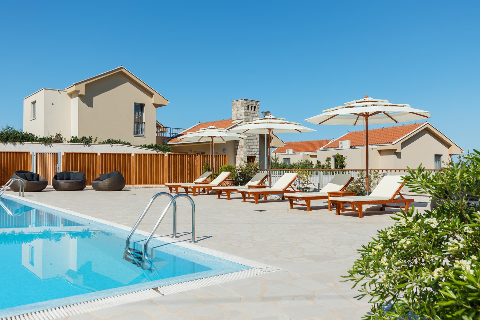 A complex of modern villas with a beautiful view