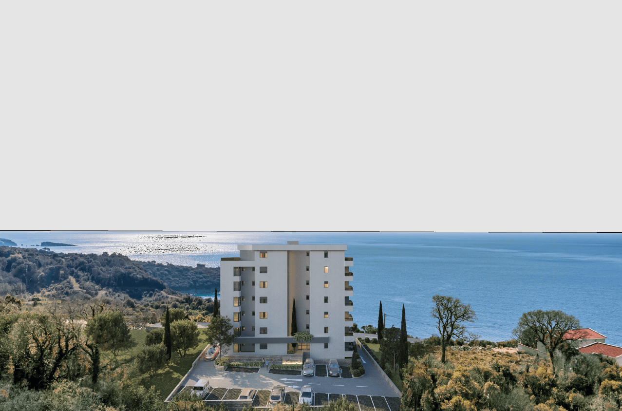Apartments in a new building in Dobra Voda with sea views
