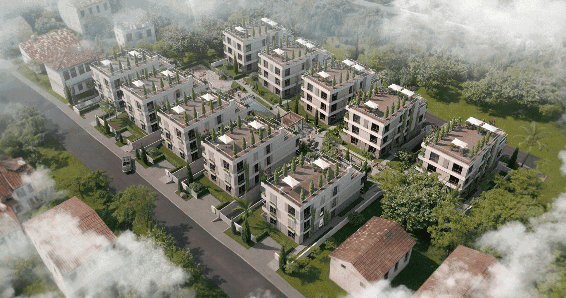 New luxury complex with pool in Tivat near the sea