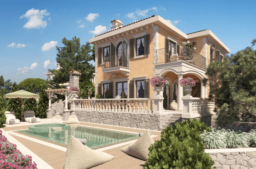 Luxury Sea-View Villa in the Second Row from the Coast