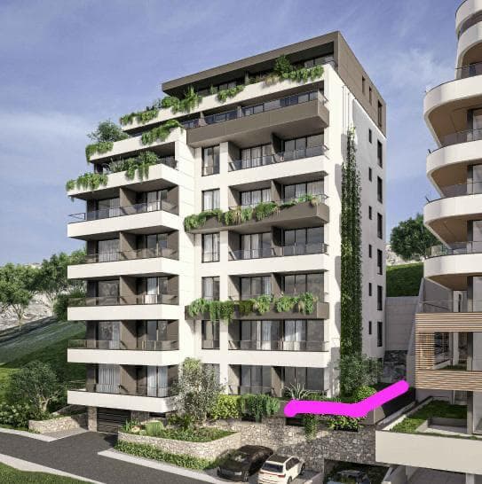 Nová výstavba Budva, Gospoština – 68 m² dvojizbový byt s garážou
